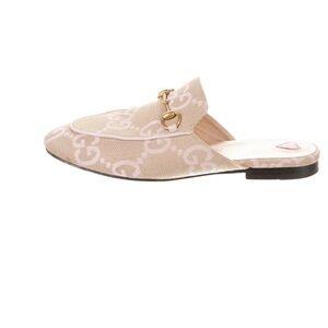 Gucci Tan Canvas Mules with Gold Horsebit